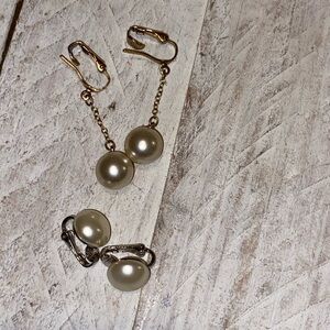 Vintage Faux Pearl Clip On Earrings